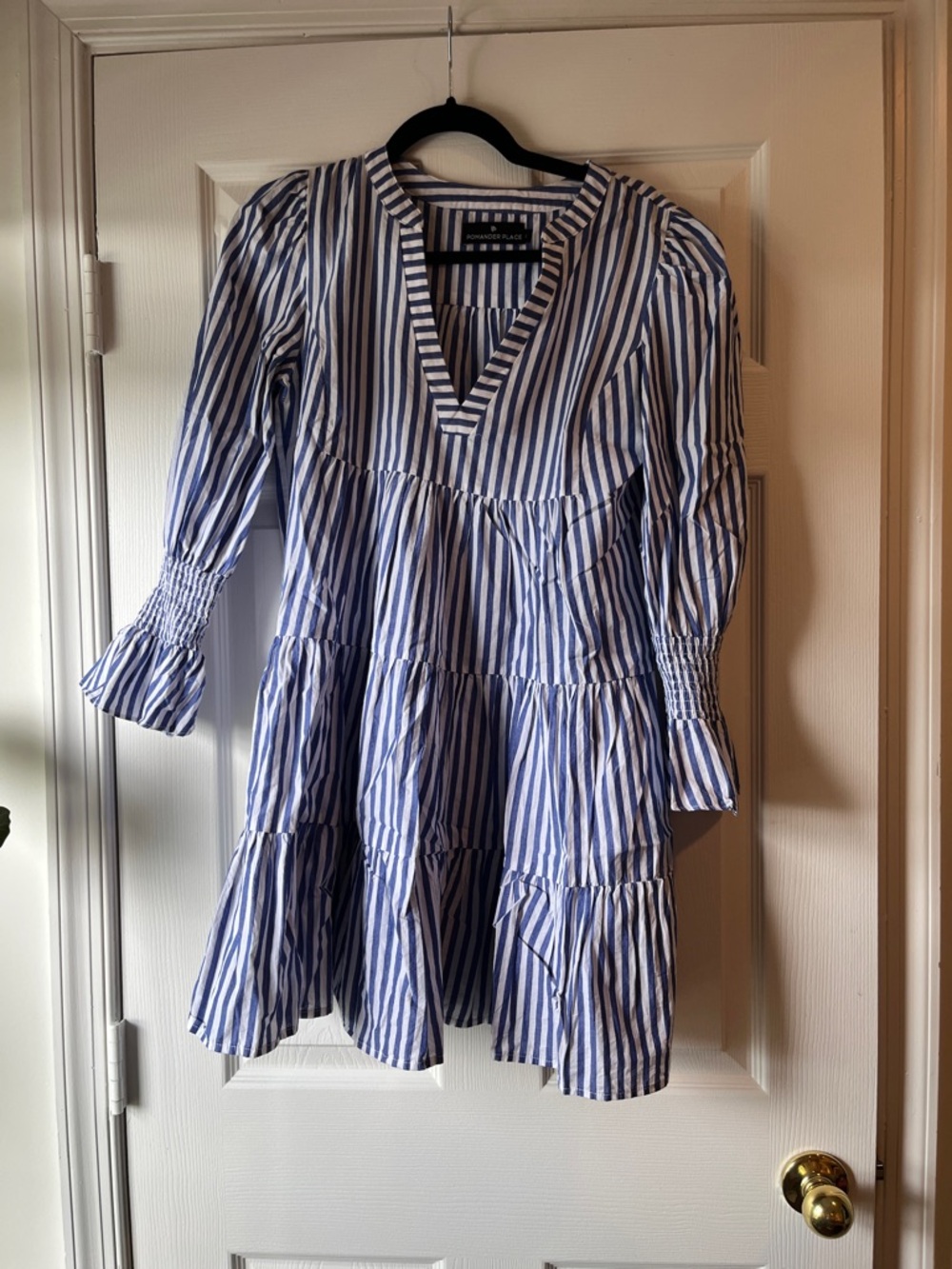 Pomander Place Blue and White Striped Blouse
